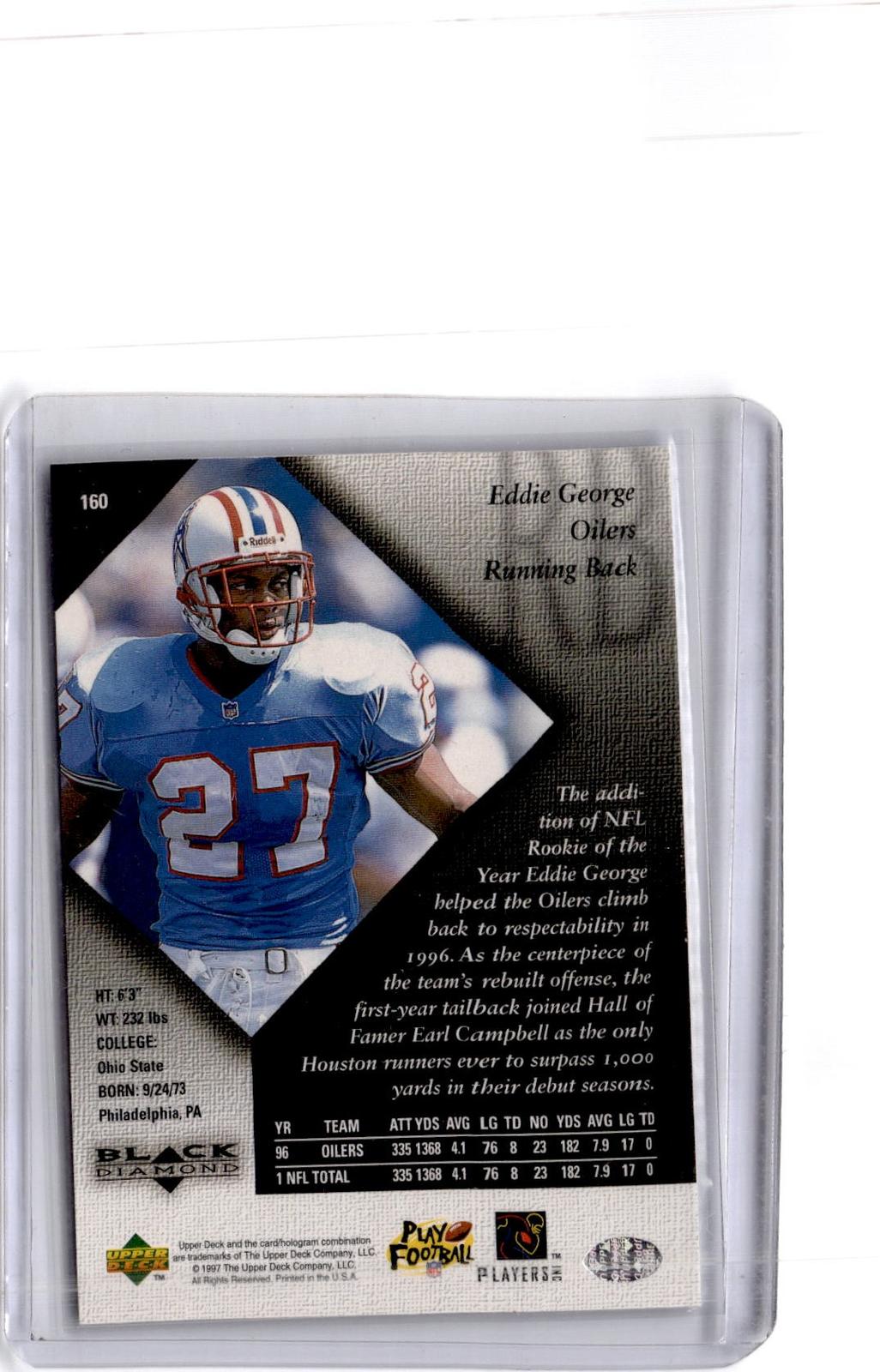 1997 Upper Deck Black Diamond #160 Eddie George Triple Diamond