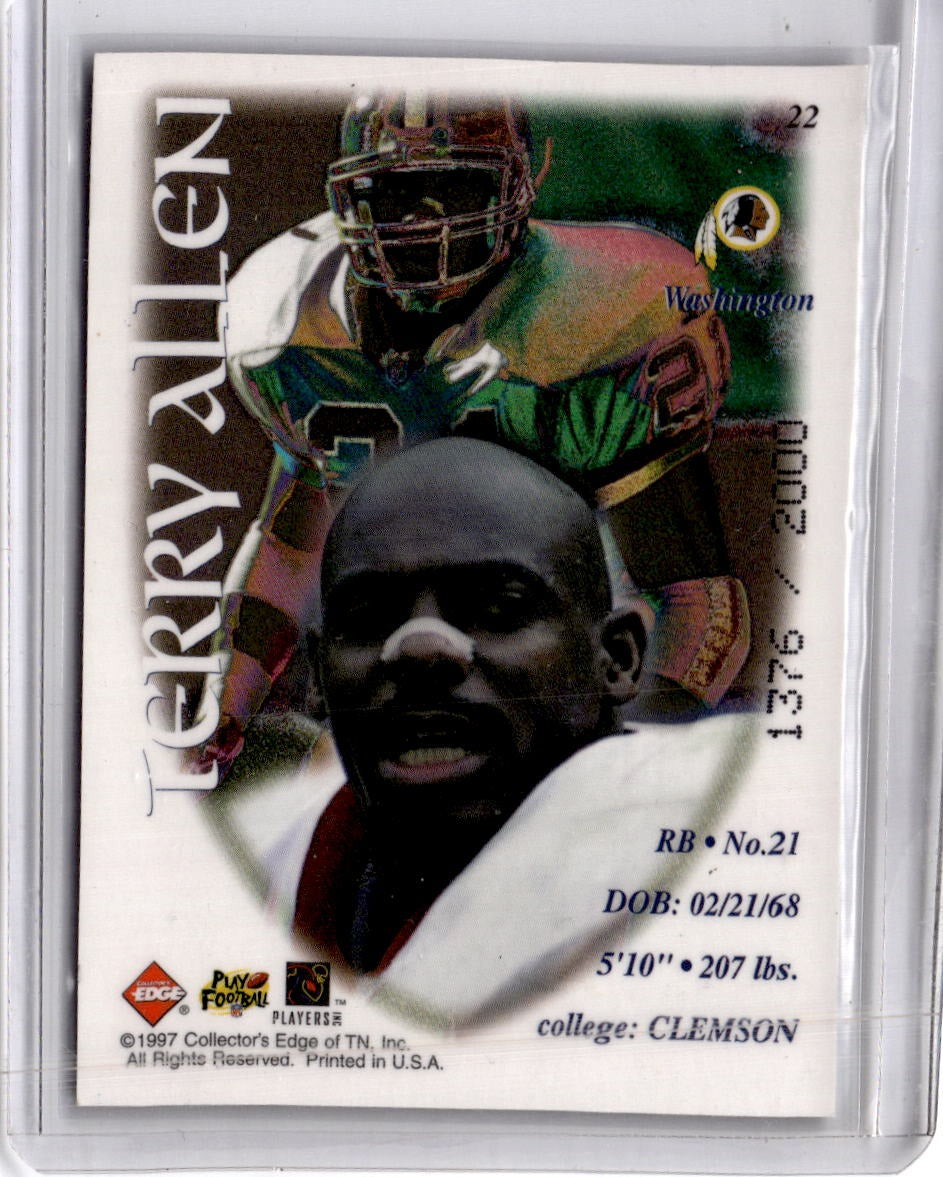 1997 Collector's Edge Excalibur #22 Terry Allen 22K Knights #/2000