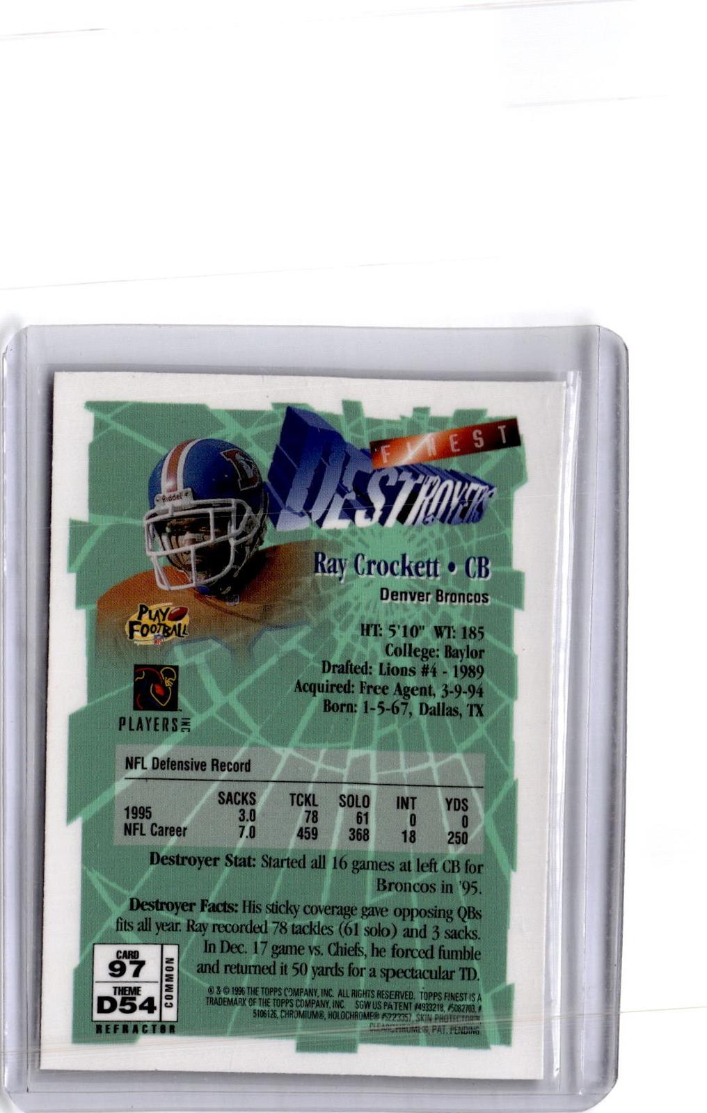 1996 Finest #97 Ray Crockett Refractor