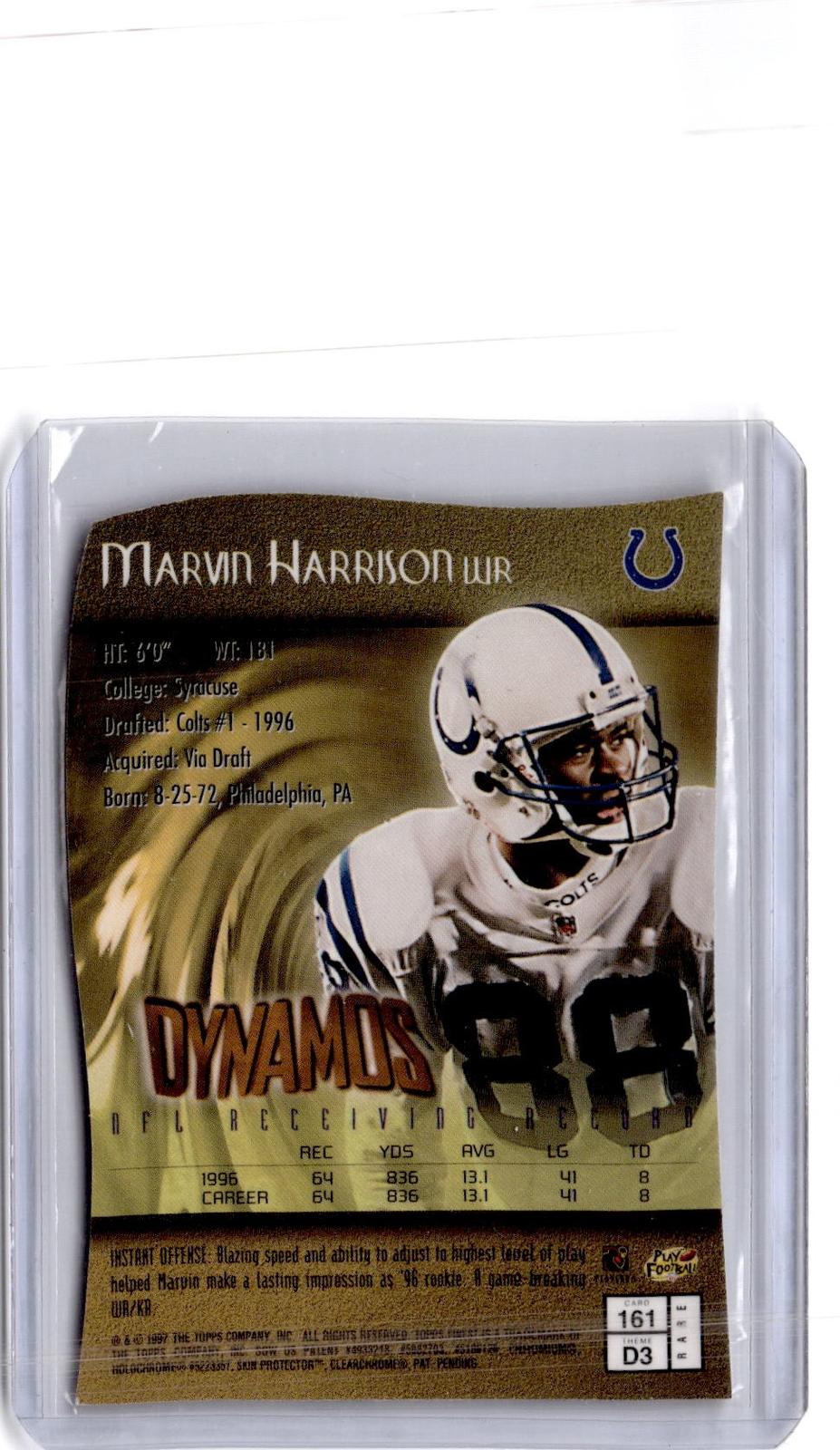 1997 Finest #161 Marvin Harrison Embossed Rare GOLD