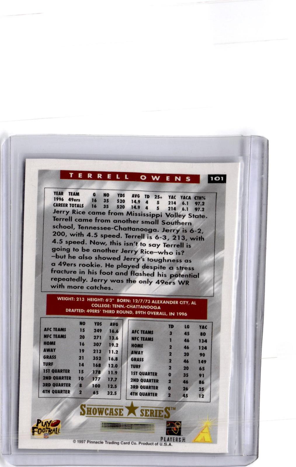 1997 Score #101 Terrell Owens Showcase Series