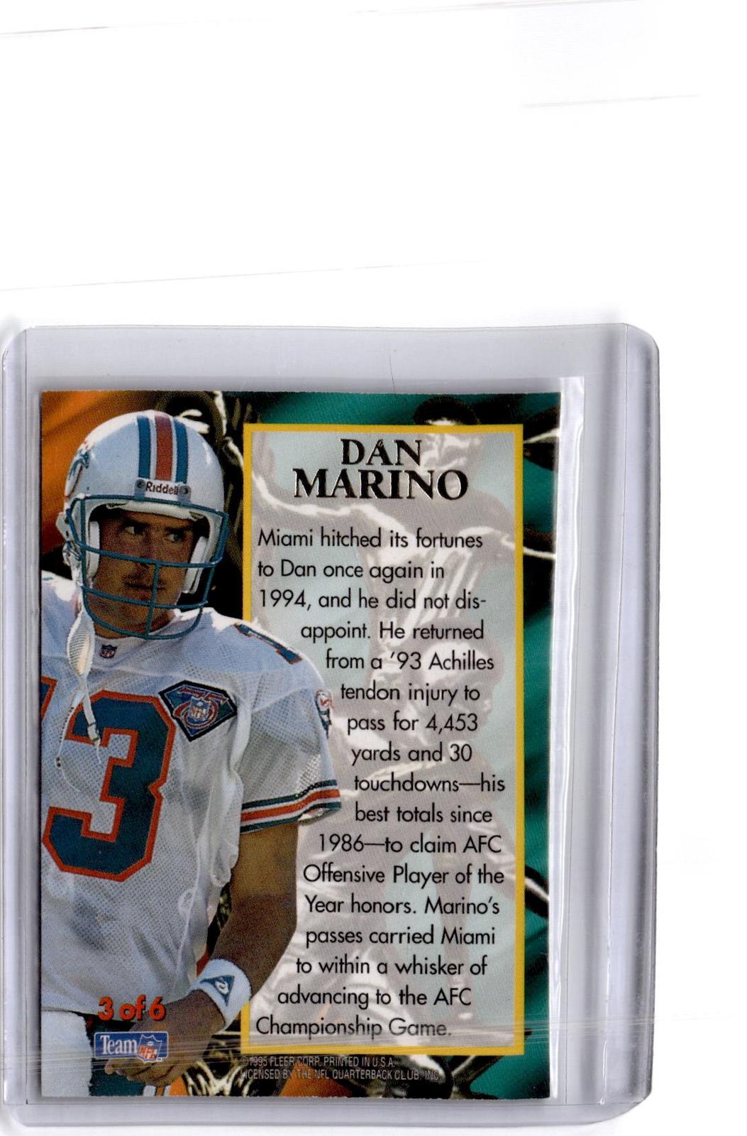 1995 Ultra #3 Dan Marino Award Winners Gold Medallion