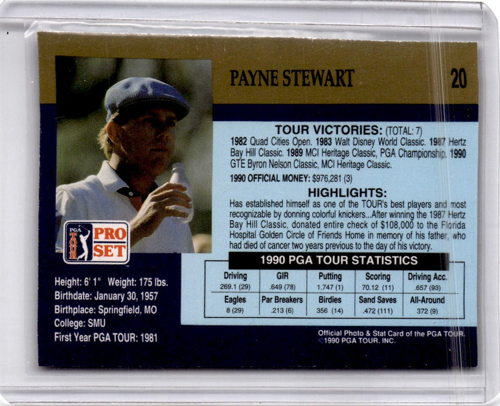 1990 Pro Set PGA Tour #20 Payne Stewart