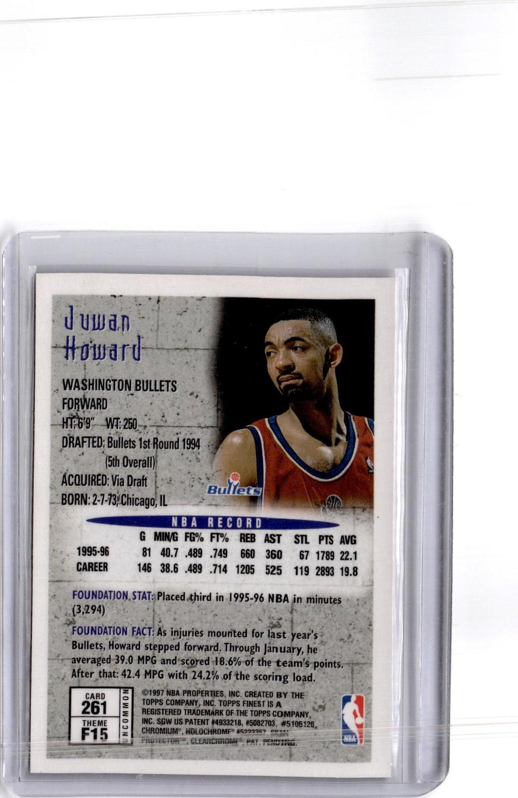 1996-97 Finest #261 Juwan Howard uncommon silver