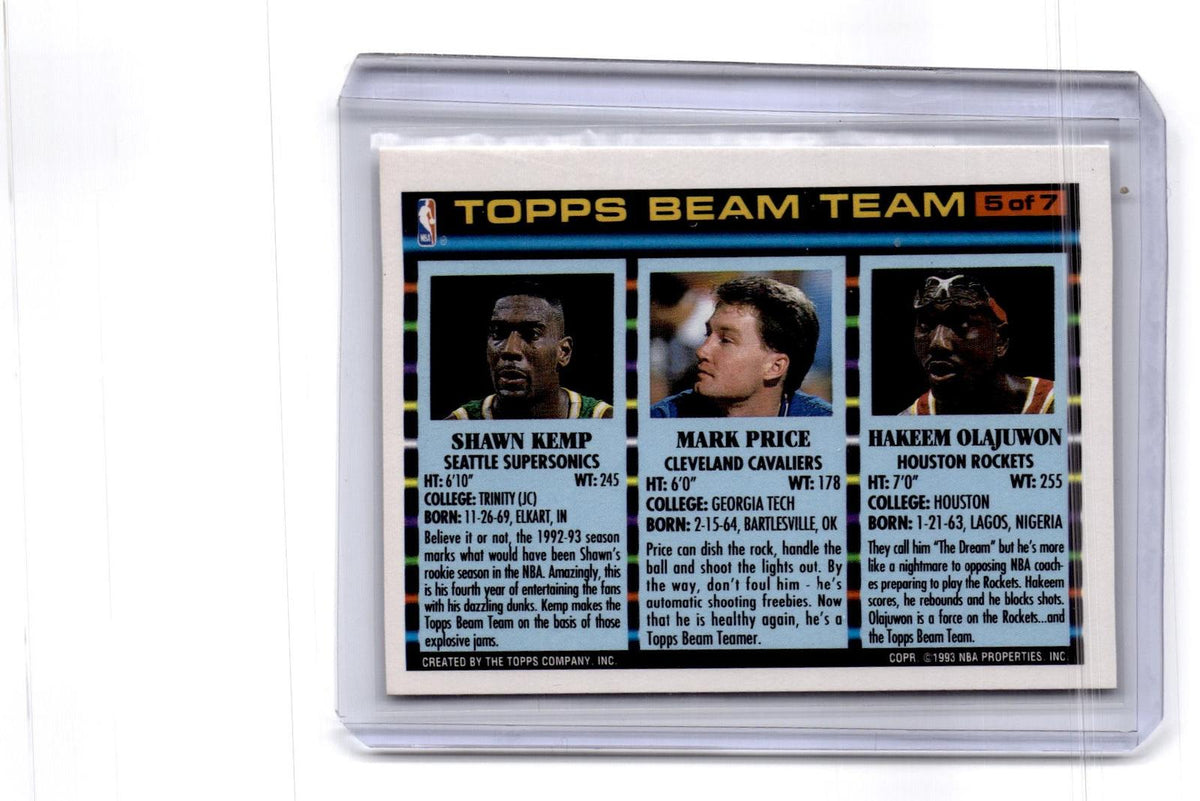 1992-93 Topps #5 Hakeem Olajuwon / Mark Price / Shawn Kemp Beam Team