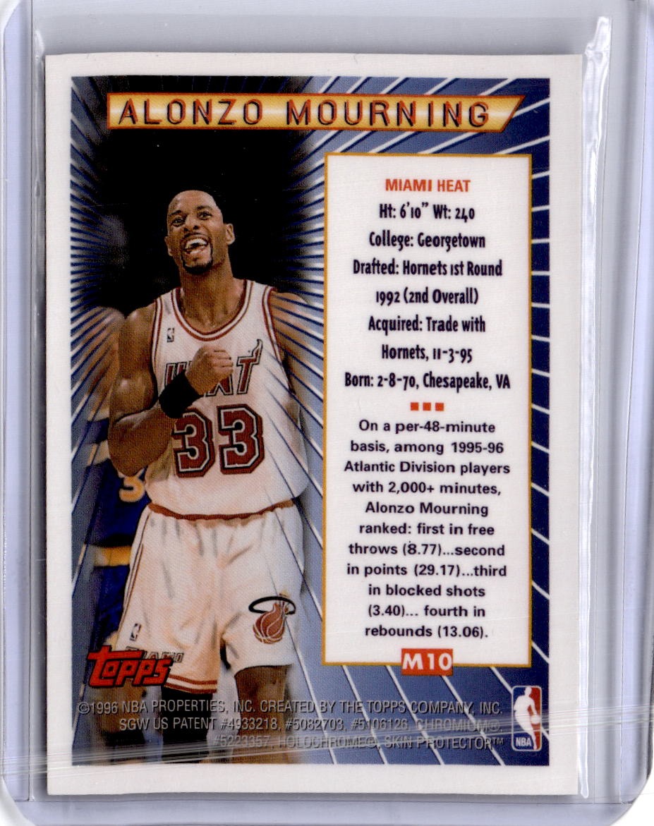 1996-97 Topps #M10 Alonzo Mourning Mystery Finest Bordered
