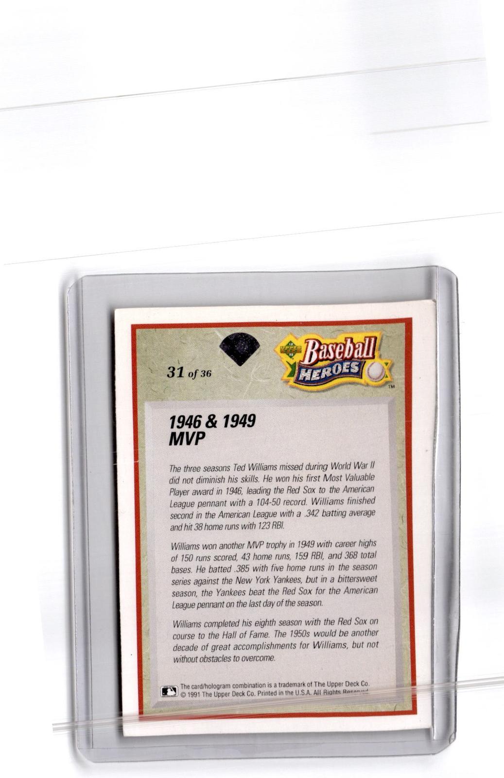 1992 Upper Deck #31 Ted Williams Baseball Heroes: Ted Williams