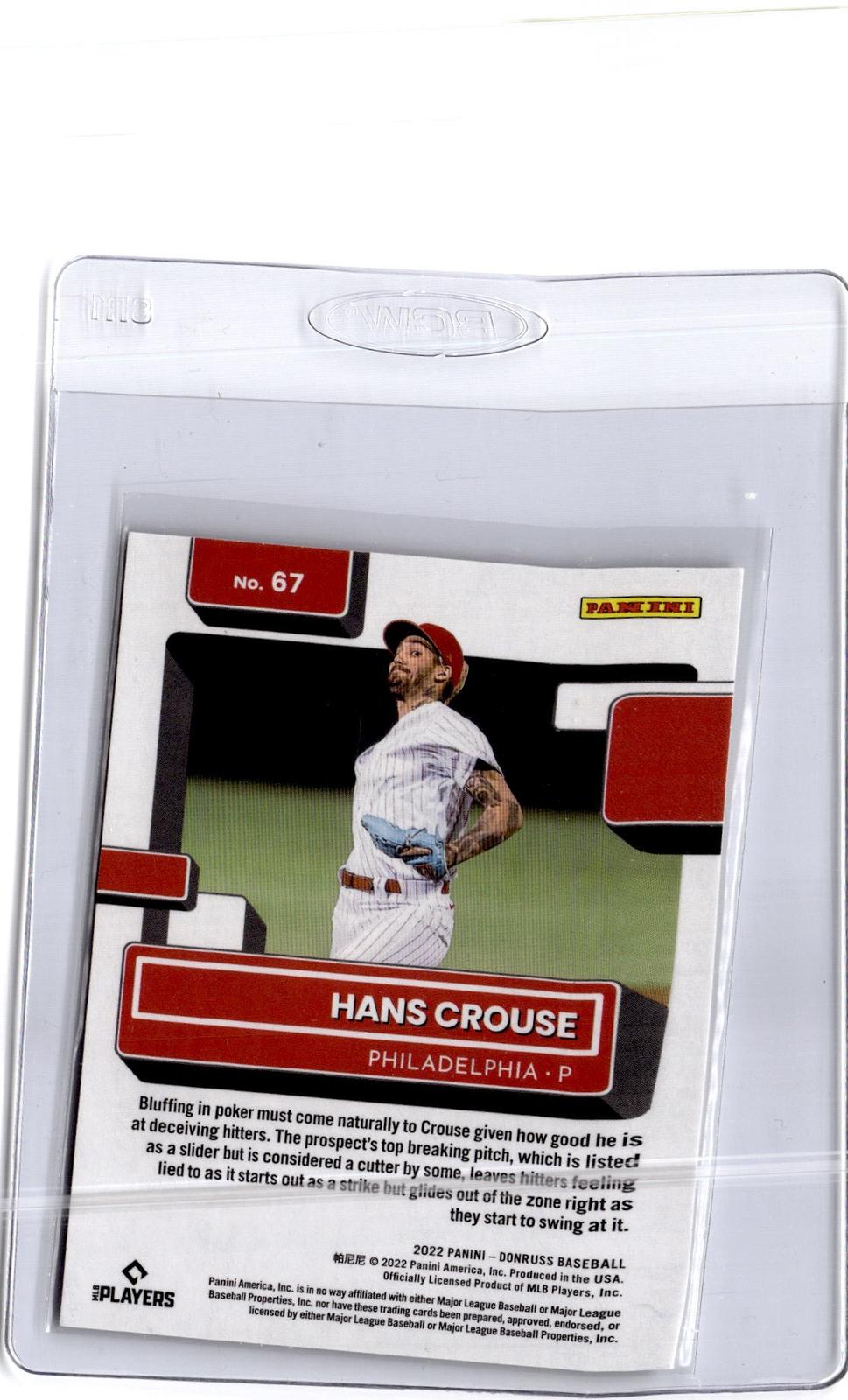2022 Donruss #67 Hans Crouse Artist Proof #/10
