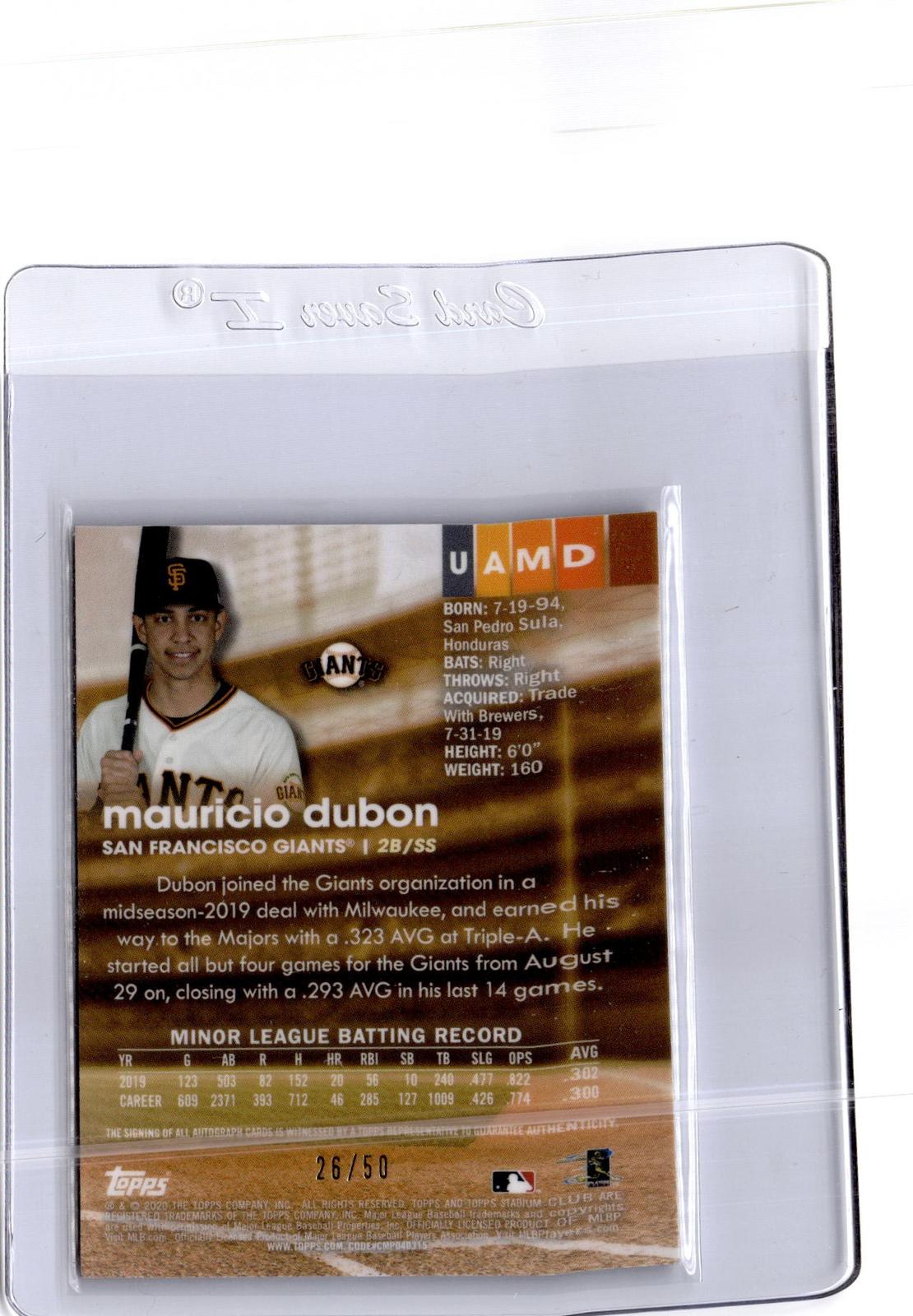 2020 Stadium Club Chrome #UAMD Mauricio Dubon Autographs