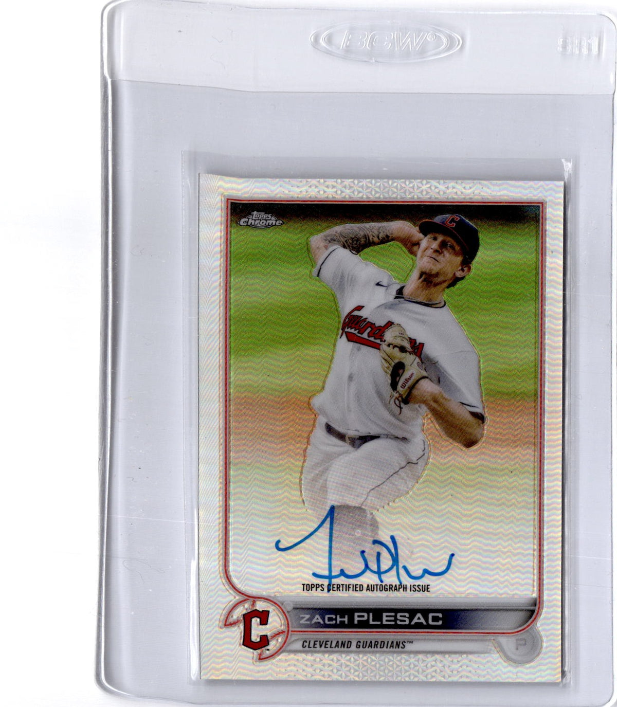2022 Topps Chrome Zach Plesac Veteran Autographs Aqua Wave Refractor #/199