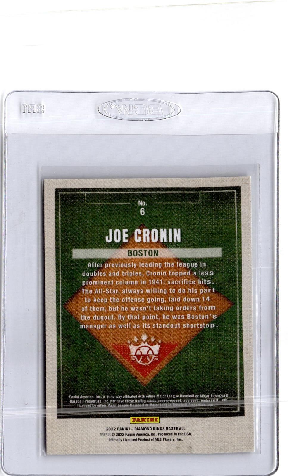 2022 Panini Diamond Kings #6 Joe Cronin Artist's Proof Gold #/49
