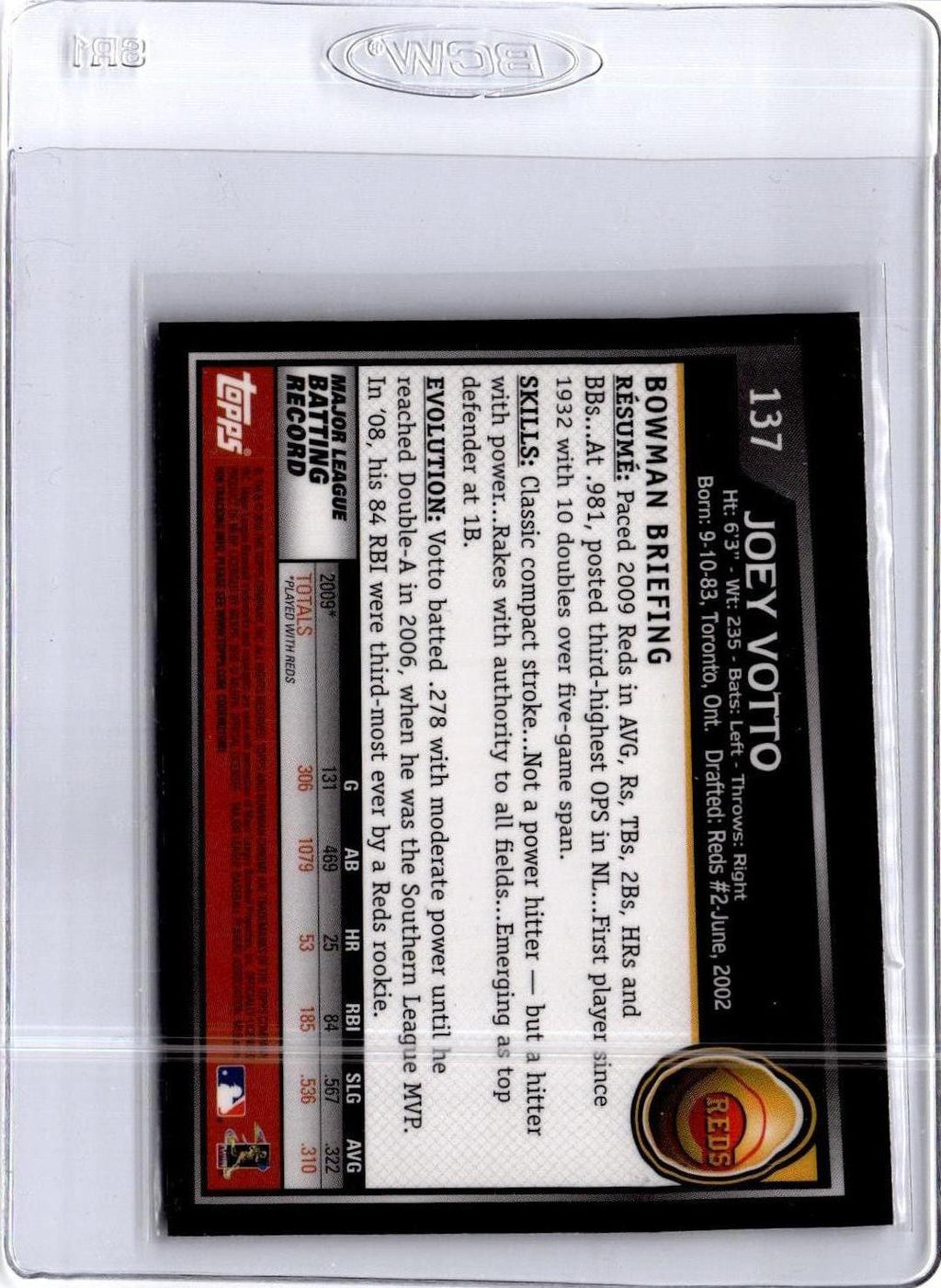 2010 Bowman Chrome #137 Joey Votto Refractor
