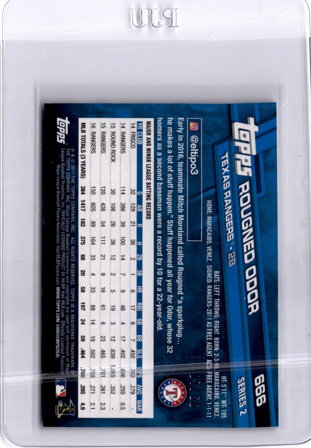 2017 Topps #666 Rougned Odor Black #/66