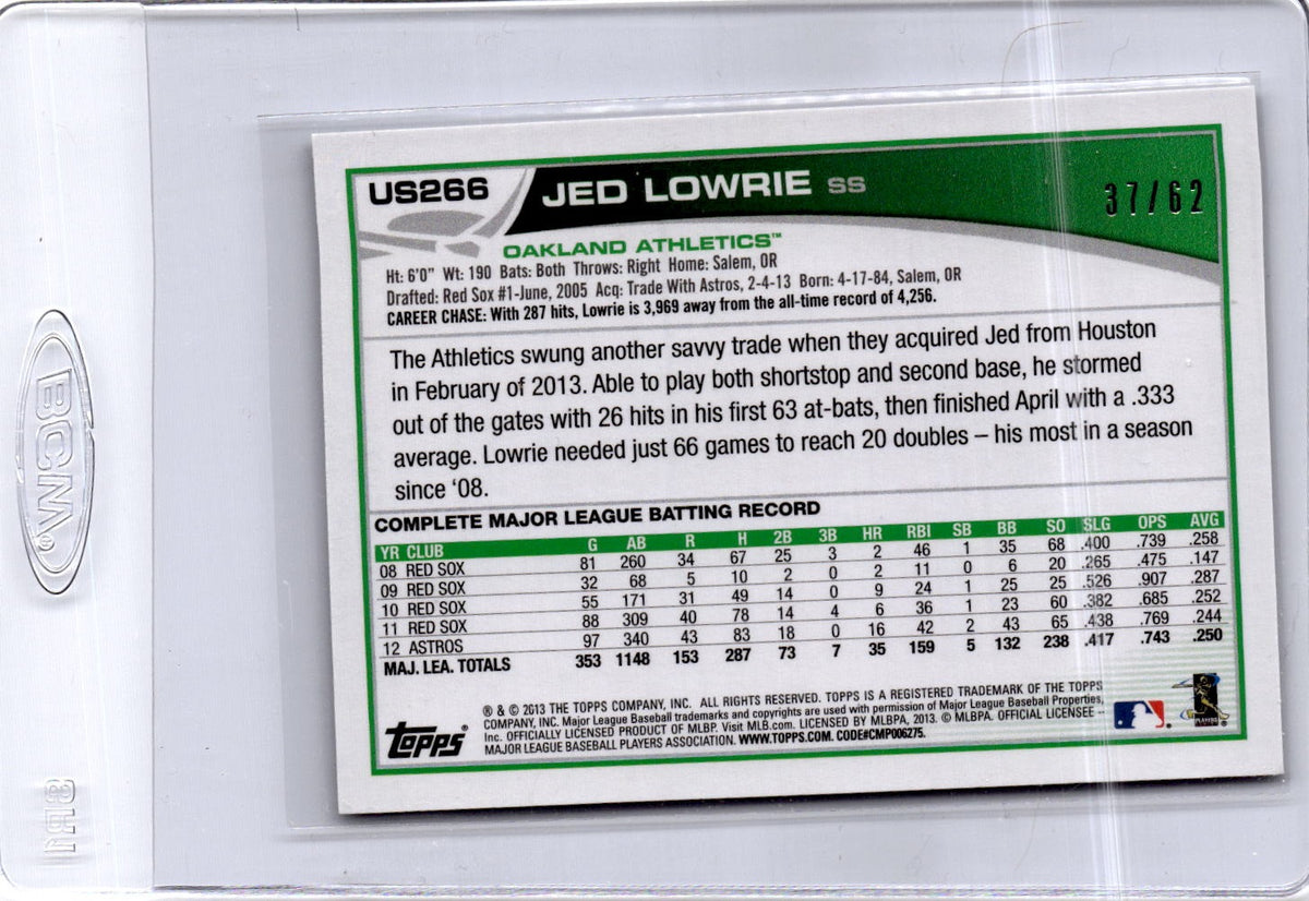2013 Topps Update #US266 Jed Lowrie Black #/62