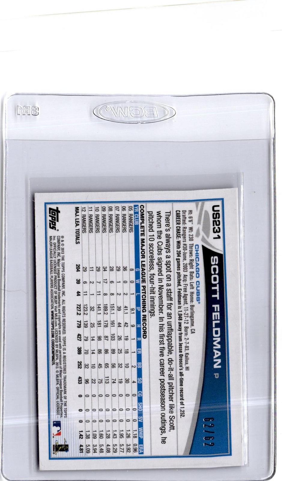 2013 Topps Update #US231 Scott Feldman Black #/62