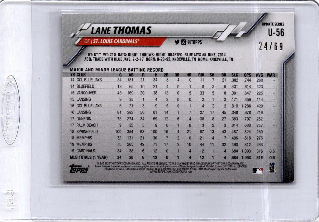 2020 Topps Update #U-56 Lane Thomas Black #/69