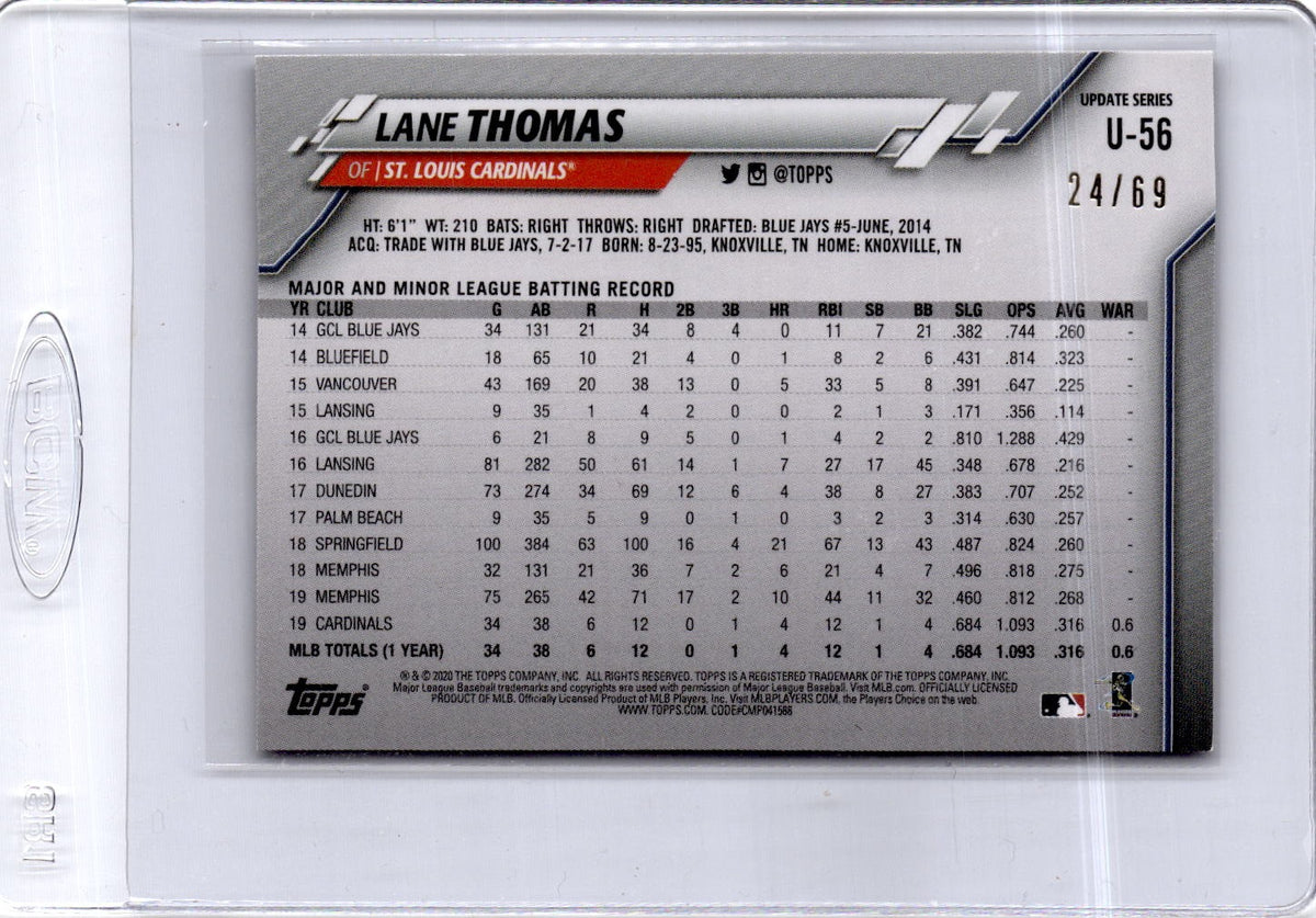 2020 Topps Update #U-56 Lane Thomas Black #/69