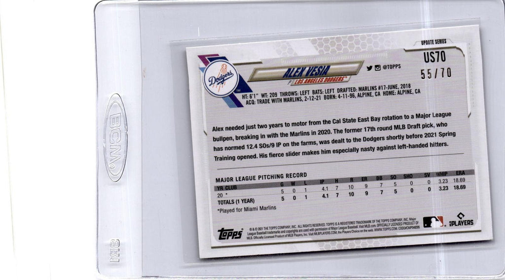 2021 Topps Update #US70 Alex Vesia Black #/70