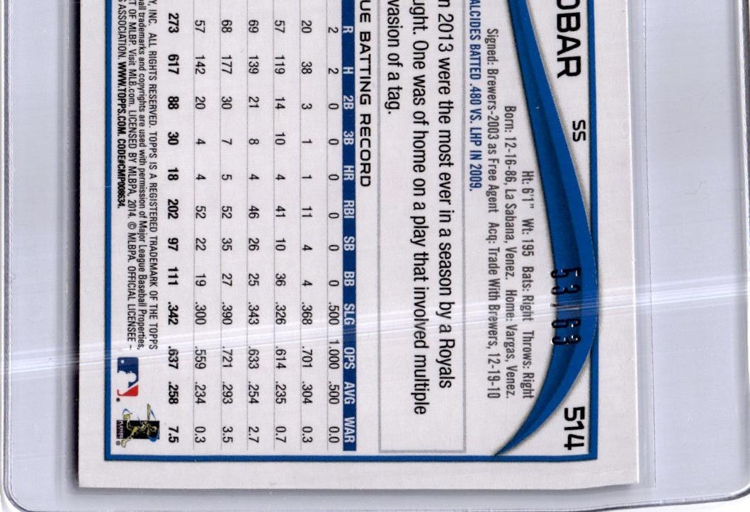 2014 Topps #514 Alcides Escobar Black #/63