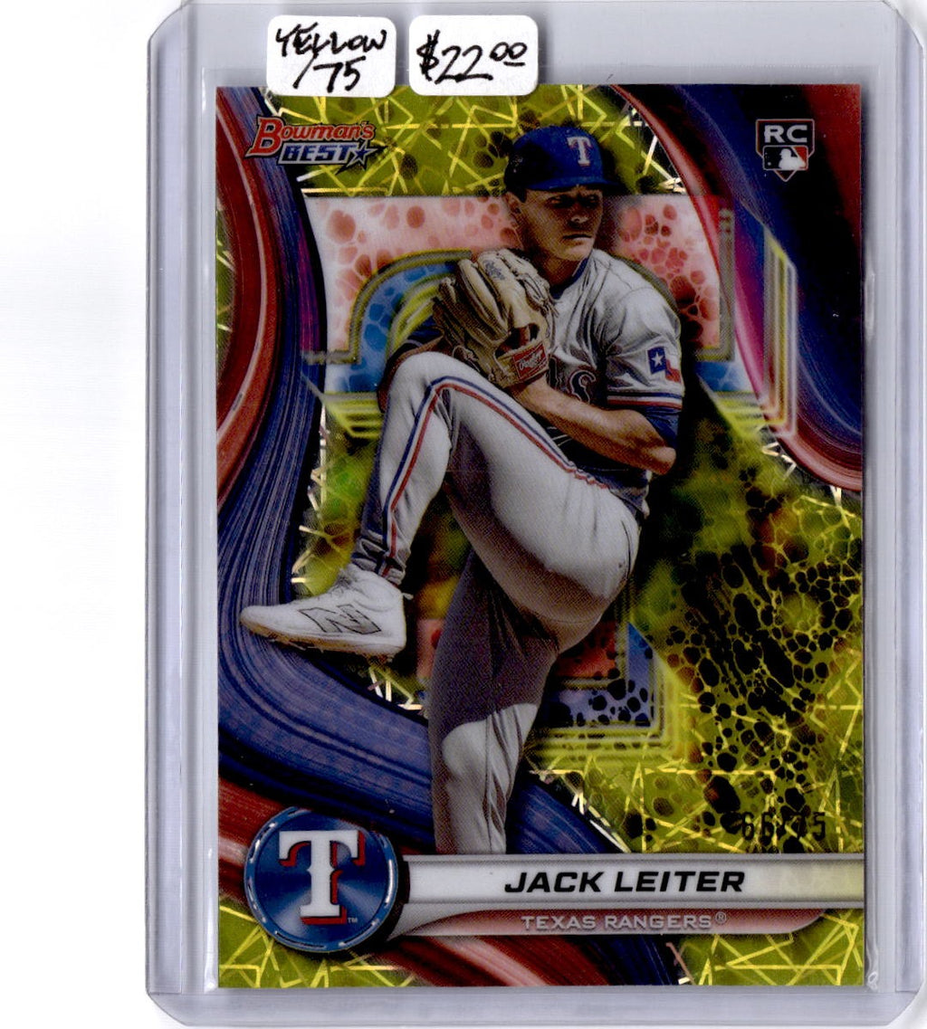2024 Bowman's Best #68 Jack Leiter Yellow Lazer Refractor #/75