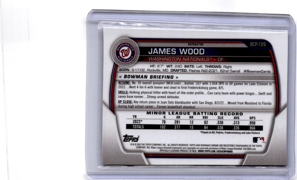 2023 Bowman #BCP-129 James Wood Chrome Prospects Lunar Glow Refractor