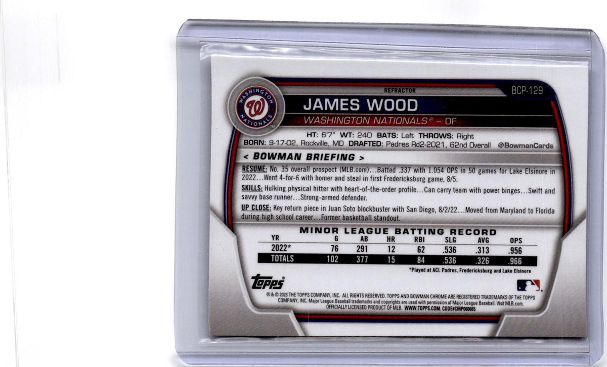 2023 Bowman #BCP-129 James Wood Chrome Prospects Lunar Glow Refractor