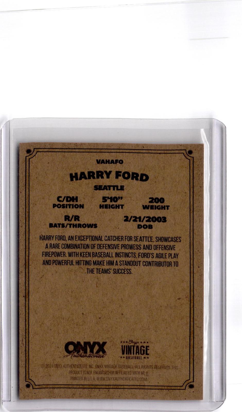 2024 Onyx Vintage #VAHAFO Harry Ford Autographs