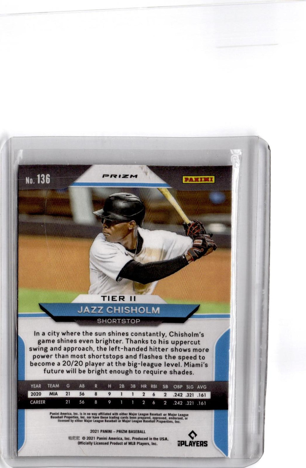 2021 Panini Prizm #136 Jazz Chisholm Purple Prizm