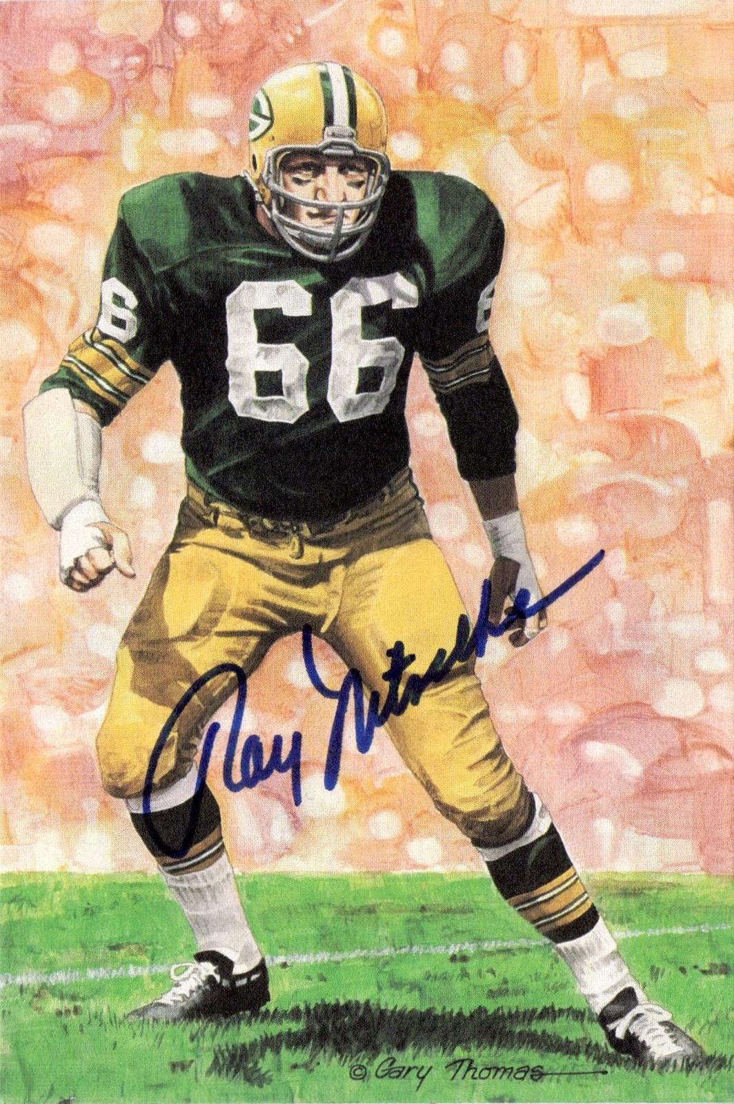 1990 Goal Line Hall of Fame Art Collection #55 Ray Nitschke Autograph #/5000