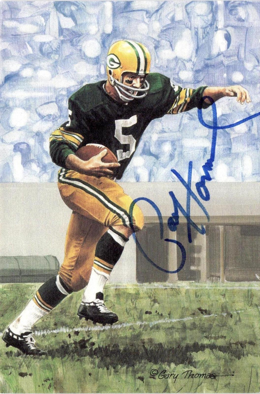 1990 Goal Line Hall of Fame Art Collection #44 Paul Hornung AUTO #/5000