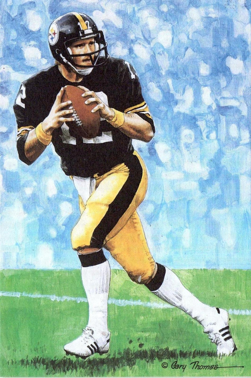 1989 Goal Line Hall of Fame Art Collection #5 Terry Bradshaw #/5000
