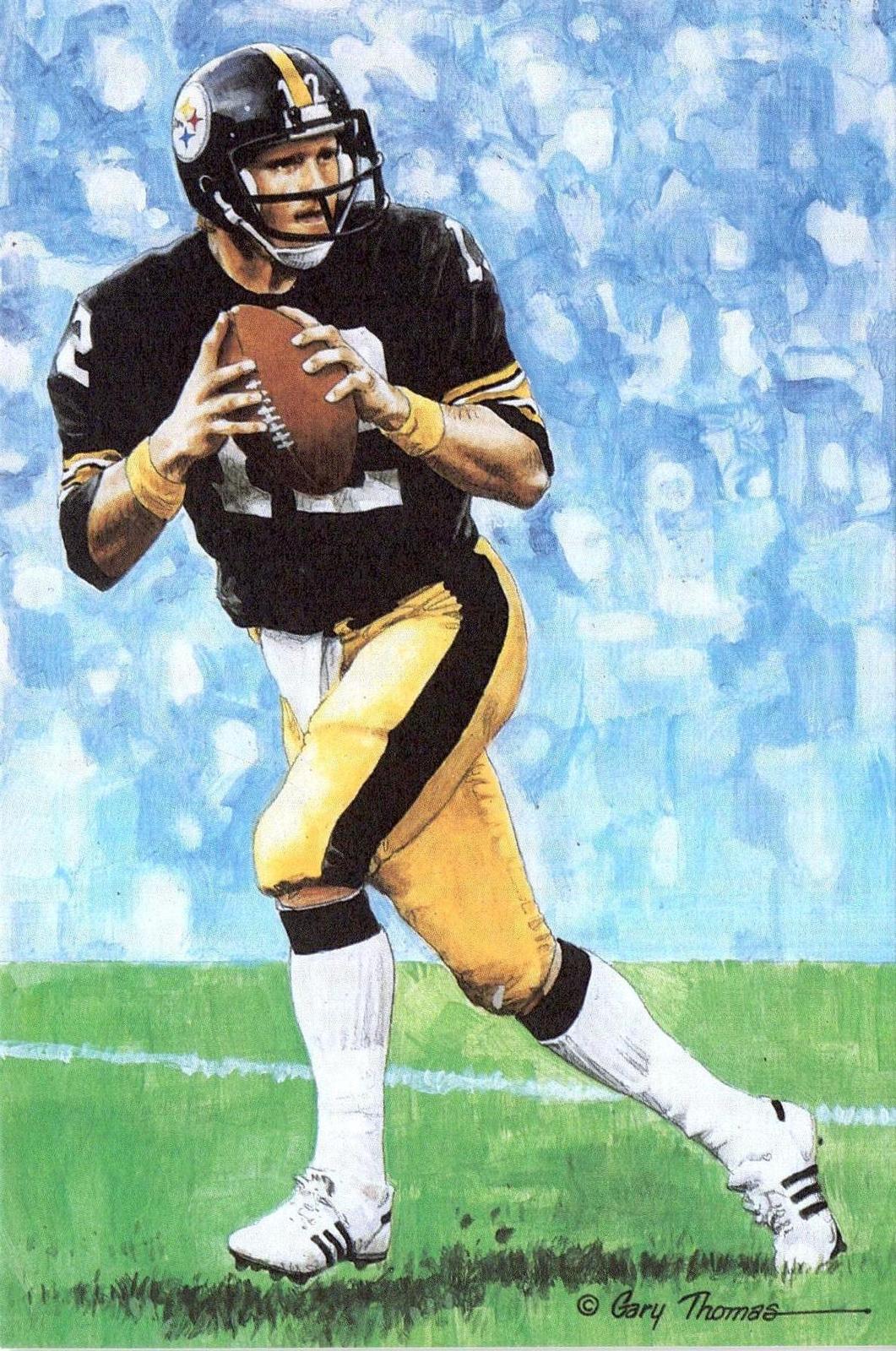 1989 Goal Line Hall of Fame Art Collection #5 Terry Bradshaw #/5000