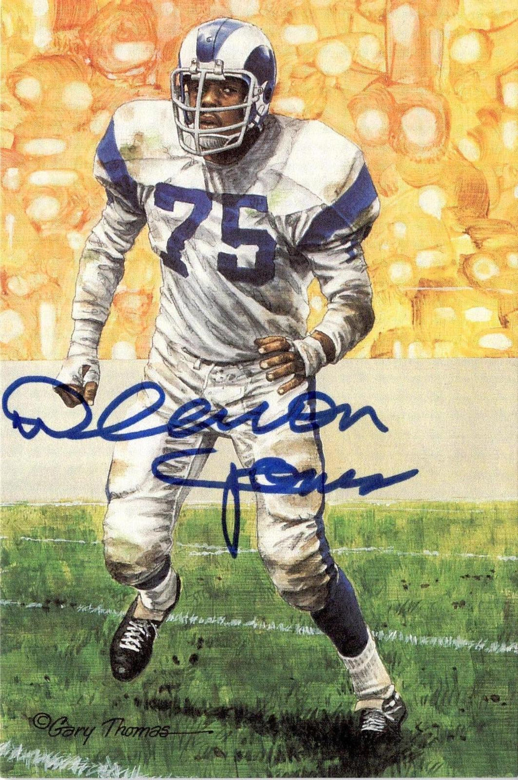 1991 Goal Line Hall of Fame Art Collection #72 Deacon Jones AUTO #/5000