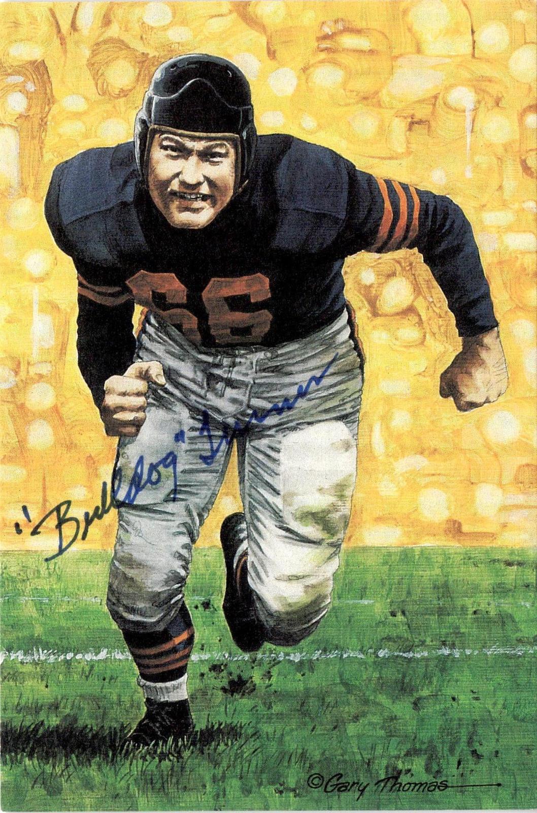 1991 Goal Line Hall of Fame Art Collection #89 Bulldog Turner AUTO #/5000