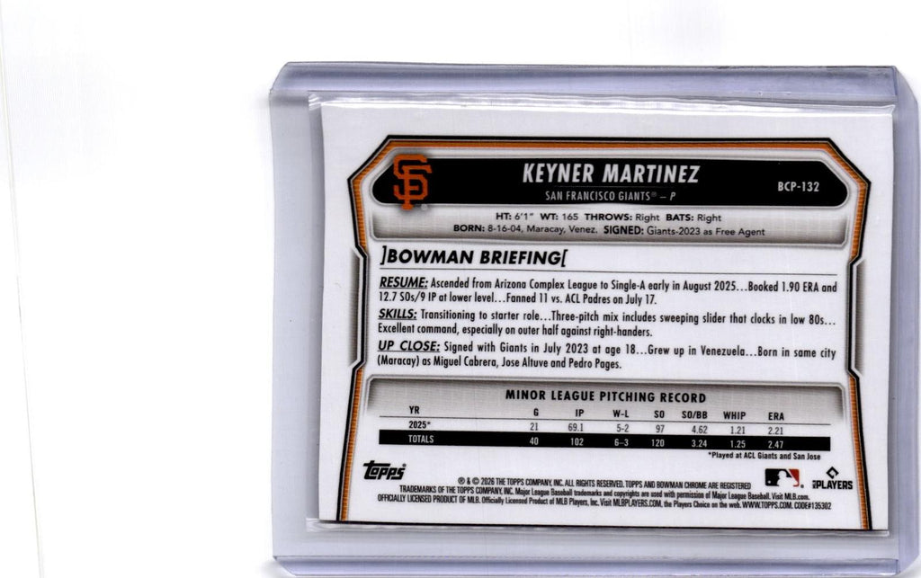 2026 Bowman Keyner Martinez Chrome Prospects Reptilian Orange Refractor #/25