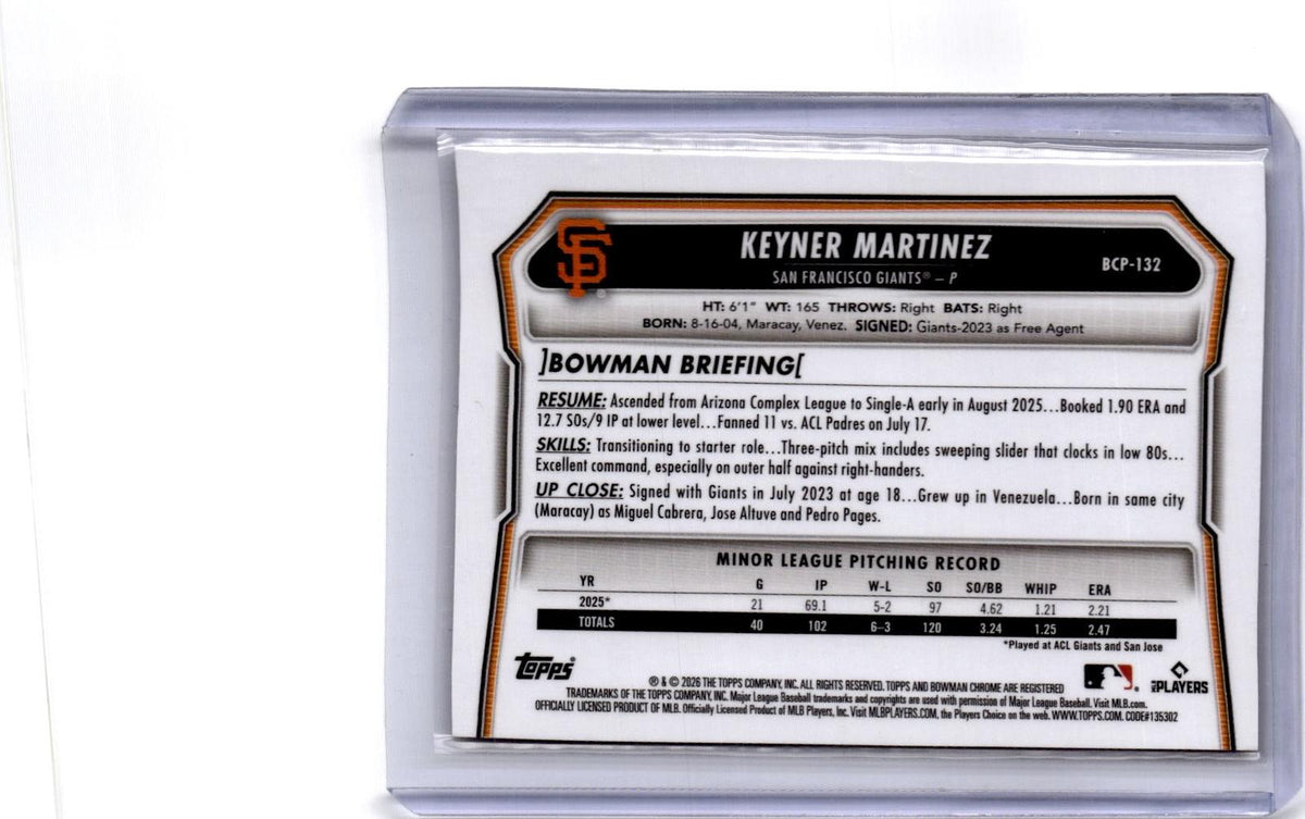2026 Bowman Keyner Martinez Chrome Prospects Reptilian Orange Refractor #/25