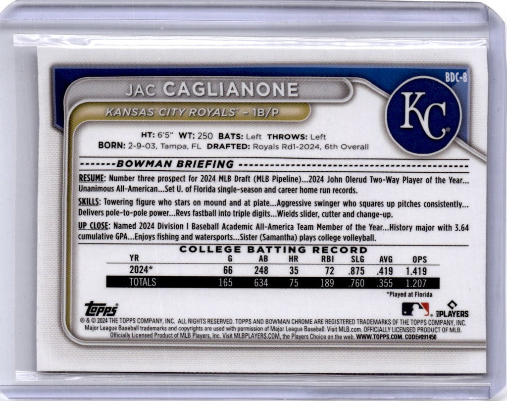 2024 Bowman Draft #BDC-8 Jac Caglianone Chrome