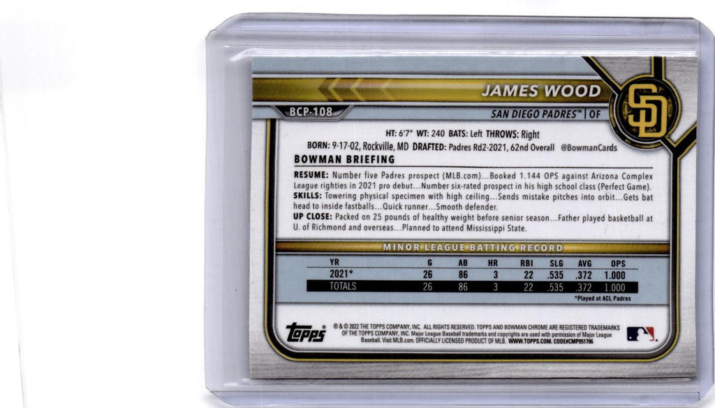 2022 Bowman #BCP-108 James Wood Chrome Prospects