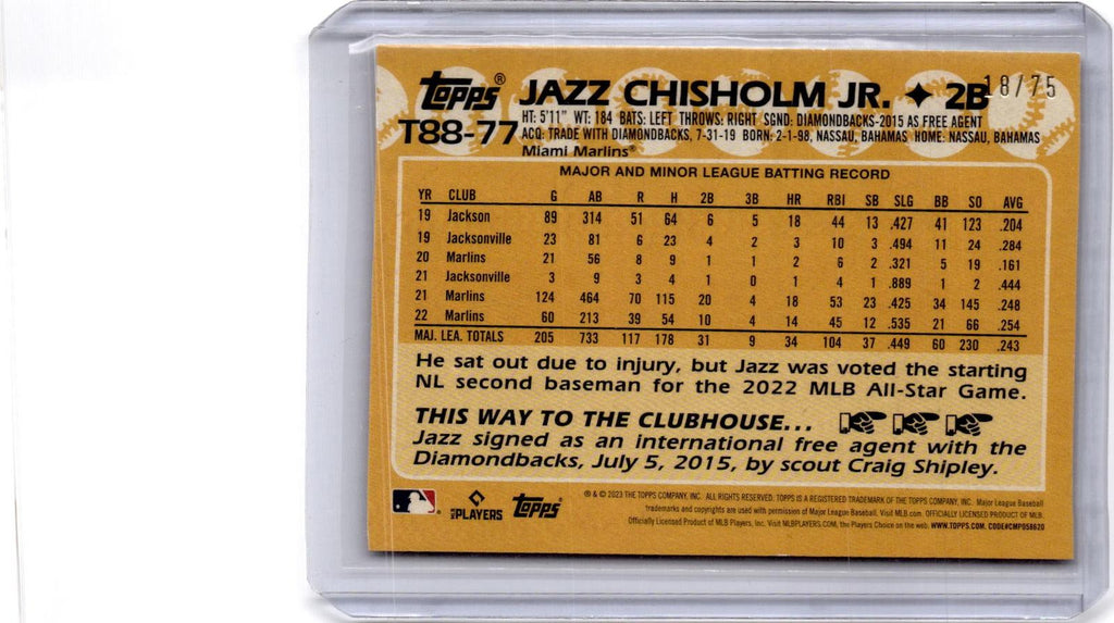 2023 Topps Jazz Chisholm Jr. 1988 Topps Baseball 35th Anniversary Gold #/75