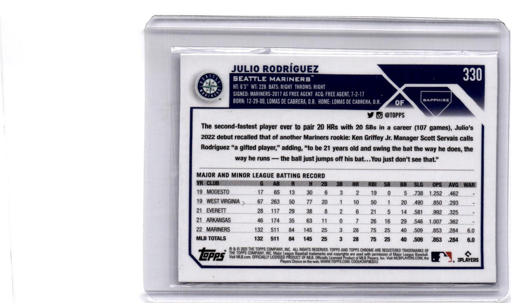 2023 Topps Chrome Sapphire Edition #330 Julio Rodríguez