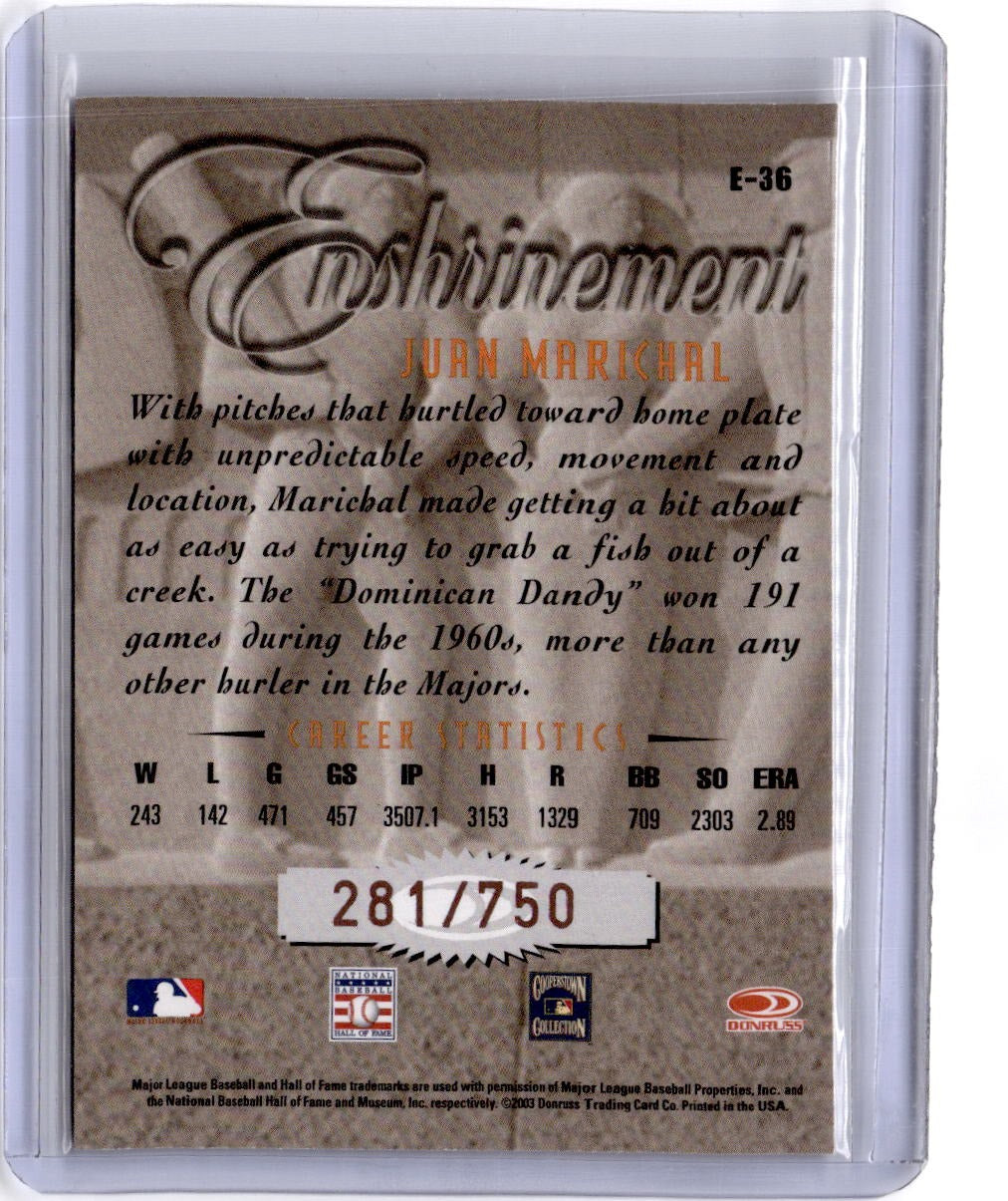 2003 Donruss Studio #E-36 Juan Marichal Enshrinement #/750