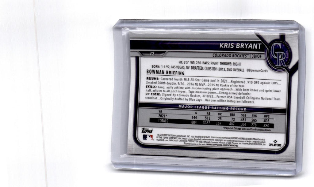 2022 Bowman Chrome Sapphire Edition #72 Kris Bryant Aqua #/99