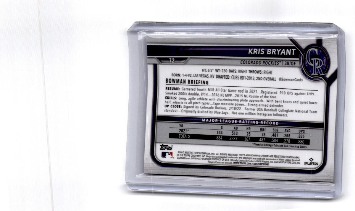 2022 Bowman Chrome Sapphire Edition #72 Kris Bryant Aqua #/99