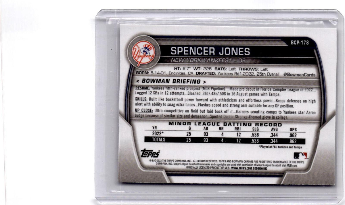 2023 Bowman Chrome #BCP-178 Spencer Jones Prospects Mojo Refractor