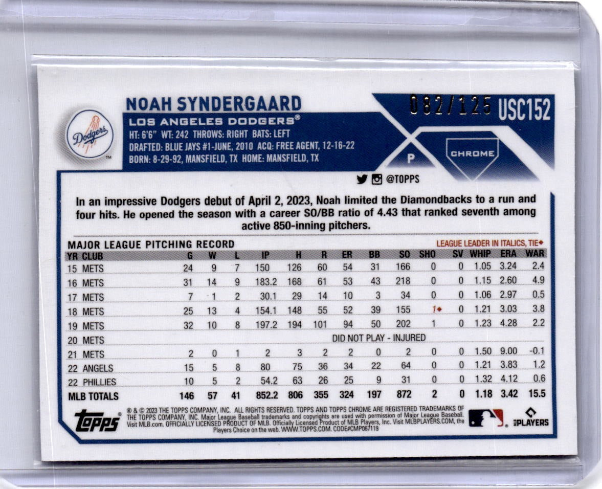 2023 Topps Chrome Update #USC152 Noah Syndergaard Blue/Green Lava Lamp #/125