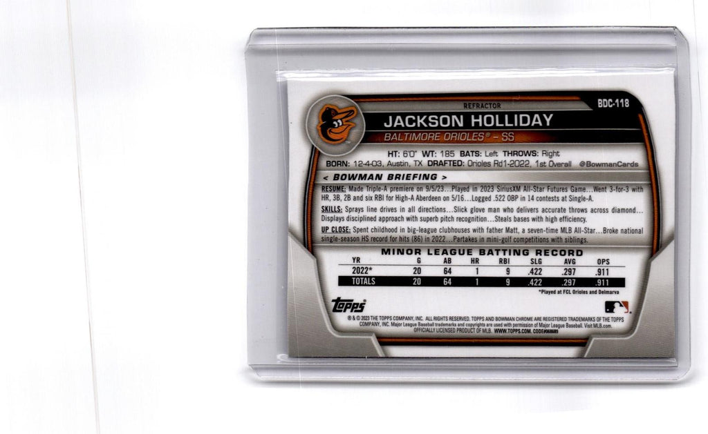 2023 Bowman Draft #BDC-118 Jackson Holliday Chrome Refractor