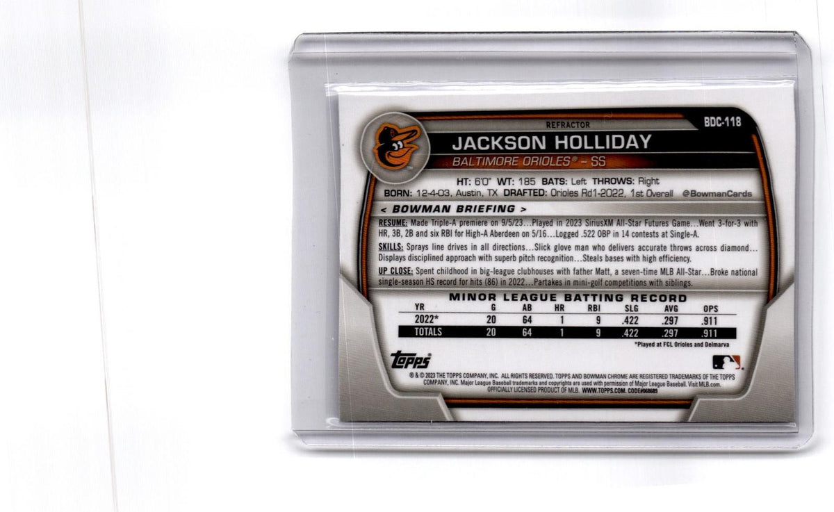 2023 Bowman Draft #BDC-118 Jackson Holliday Chrome Refractor