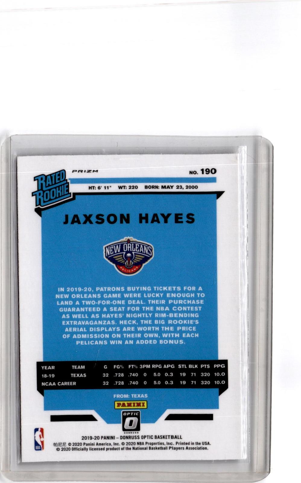 2019-20 Donruss Optic #190 Jaxson Hayes Fast Break Holo