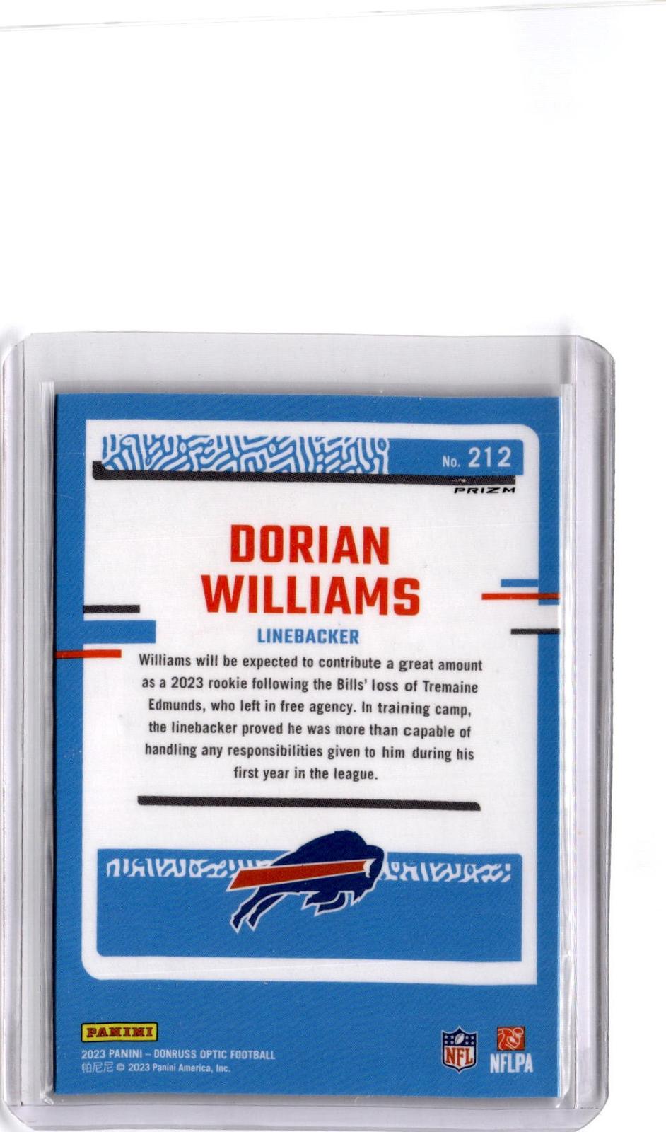 2023 Donruss Optic #212 Dorian Williams Blue Hyper