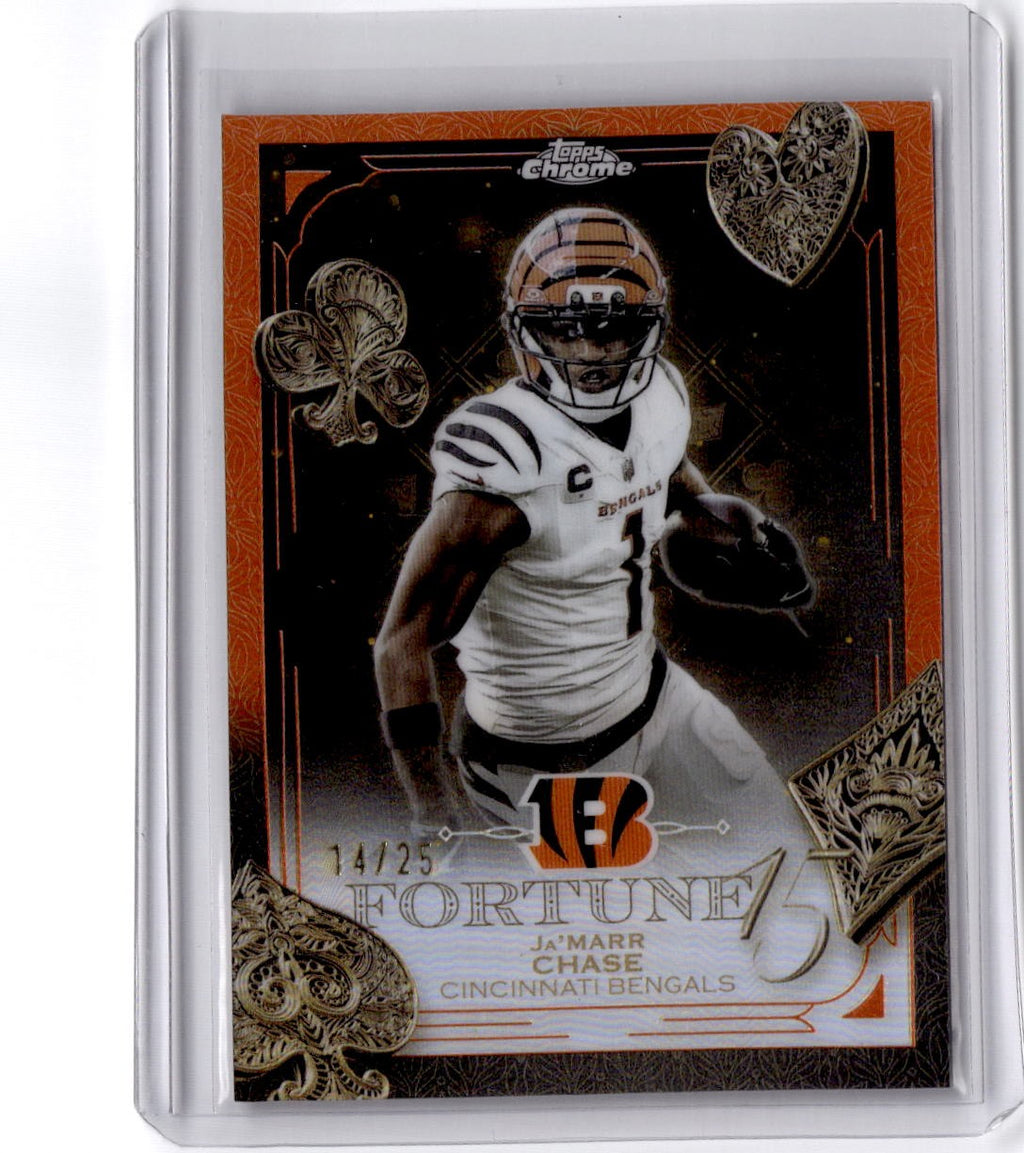 2025 Topps Chrome #F15-2 Ja'Marr Chase Fortune 15 Orange Refractor #/25
